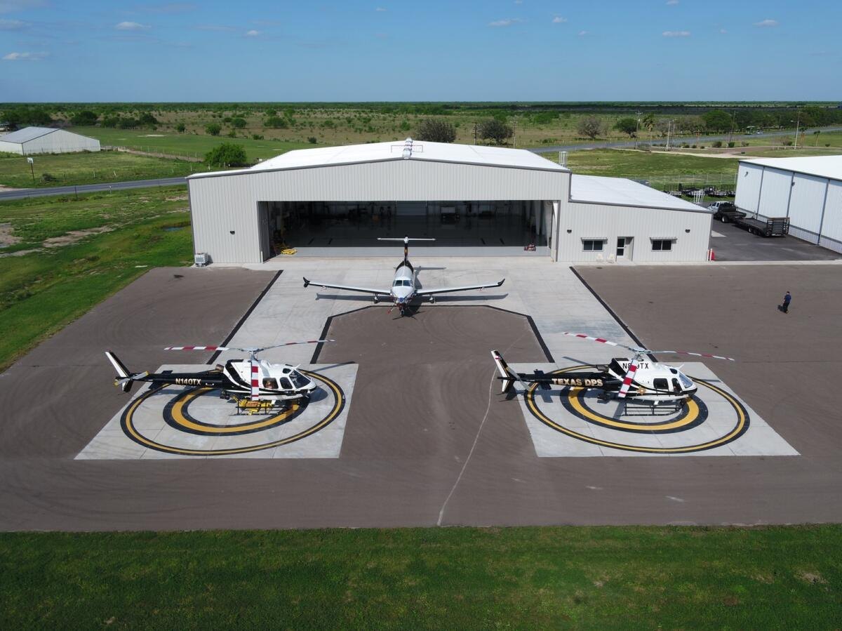 Aircraft outside a hangar at South Texas International Airport at Edinburg
