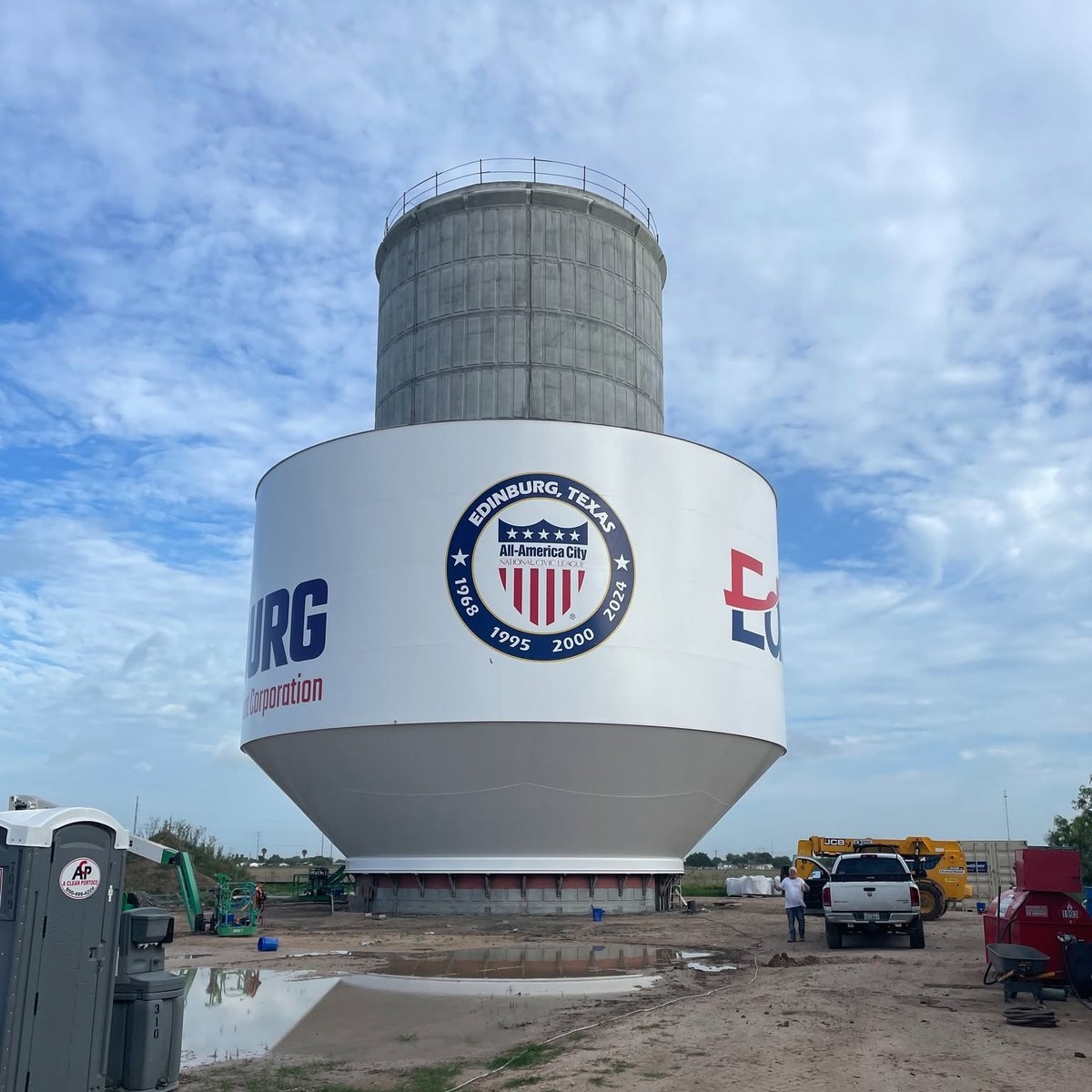 An Edinburg EDC branded water tower