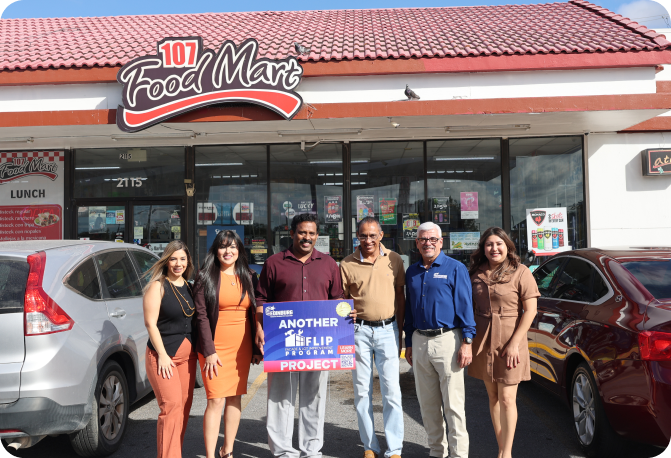 A local Edinburg business storefront improved through the FLIP Program