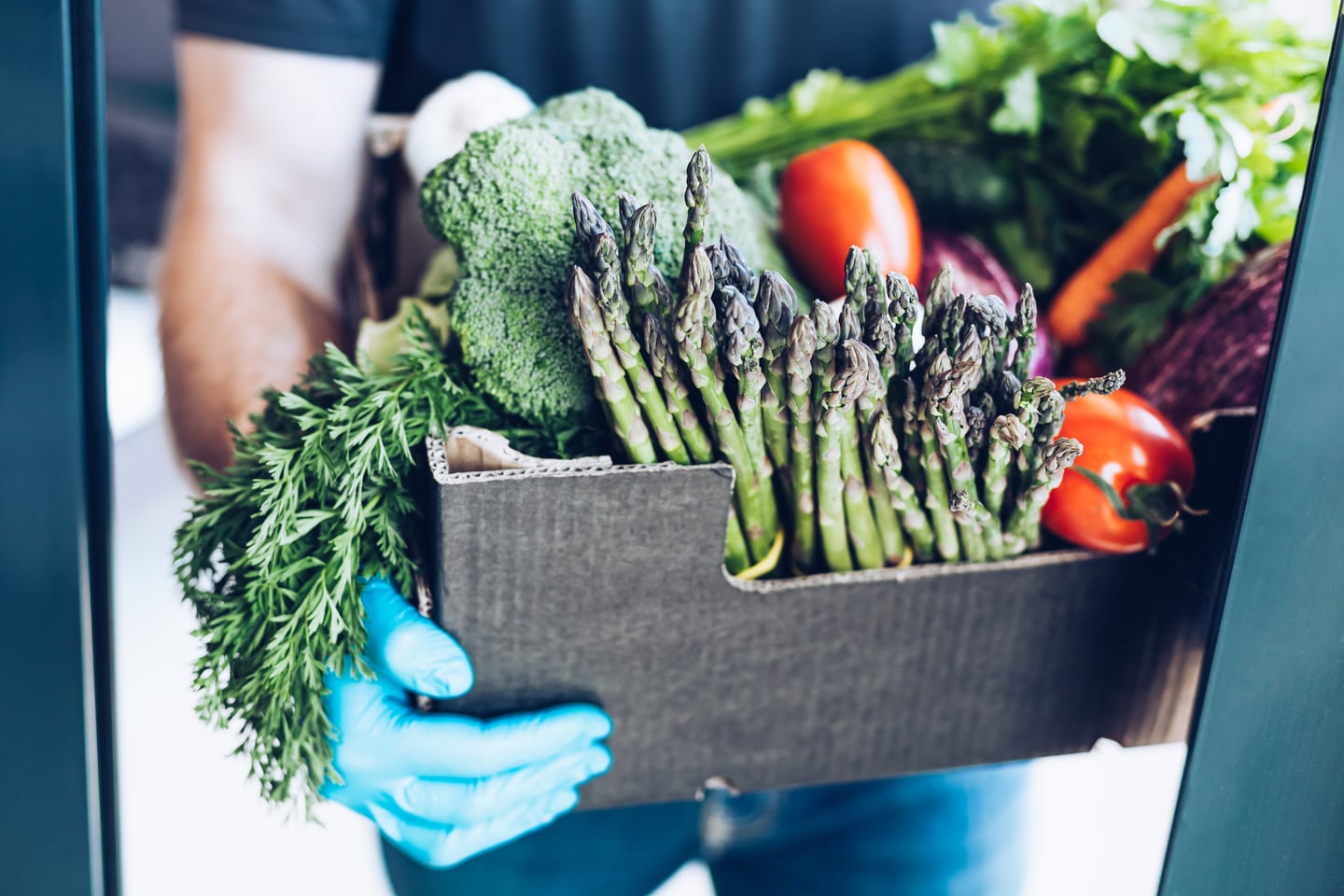 Freshly harvested vegetables in a crate
