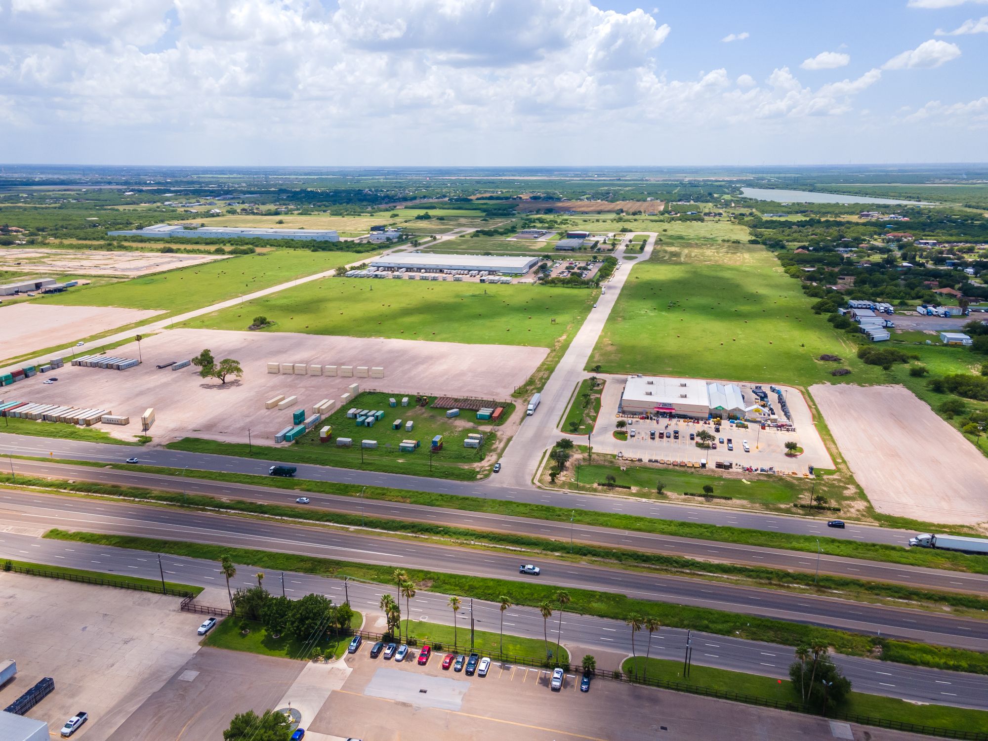 Aerial view of industrial land available for development in Edinburg