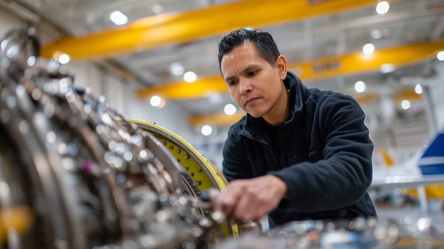 A technician assembling components on an Edinburg factory floor