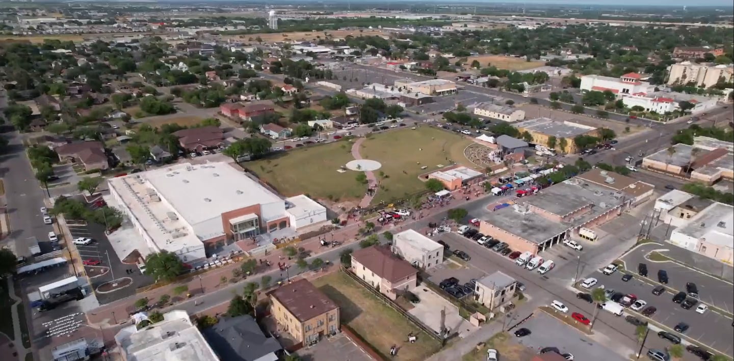 Aerial view of Edinburg neighbourhoods and parks