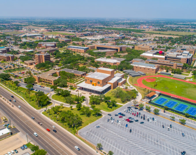 Aerial view of the UTRGV campus in Edinburg